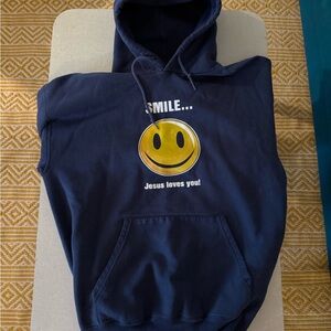 Vintage navy Jesus loves you hoodie